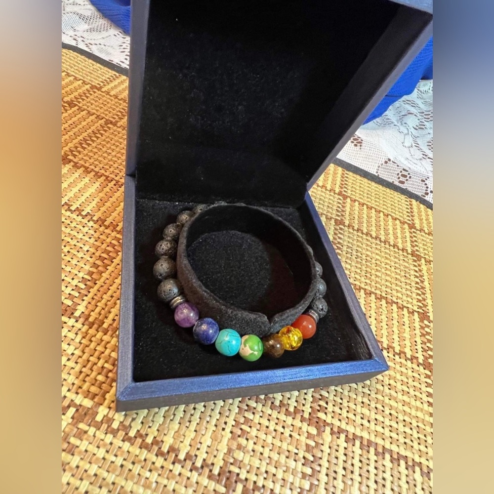7 Chakra Crystal Bracelet with Lava Stone Diffusers